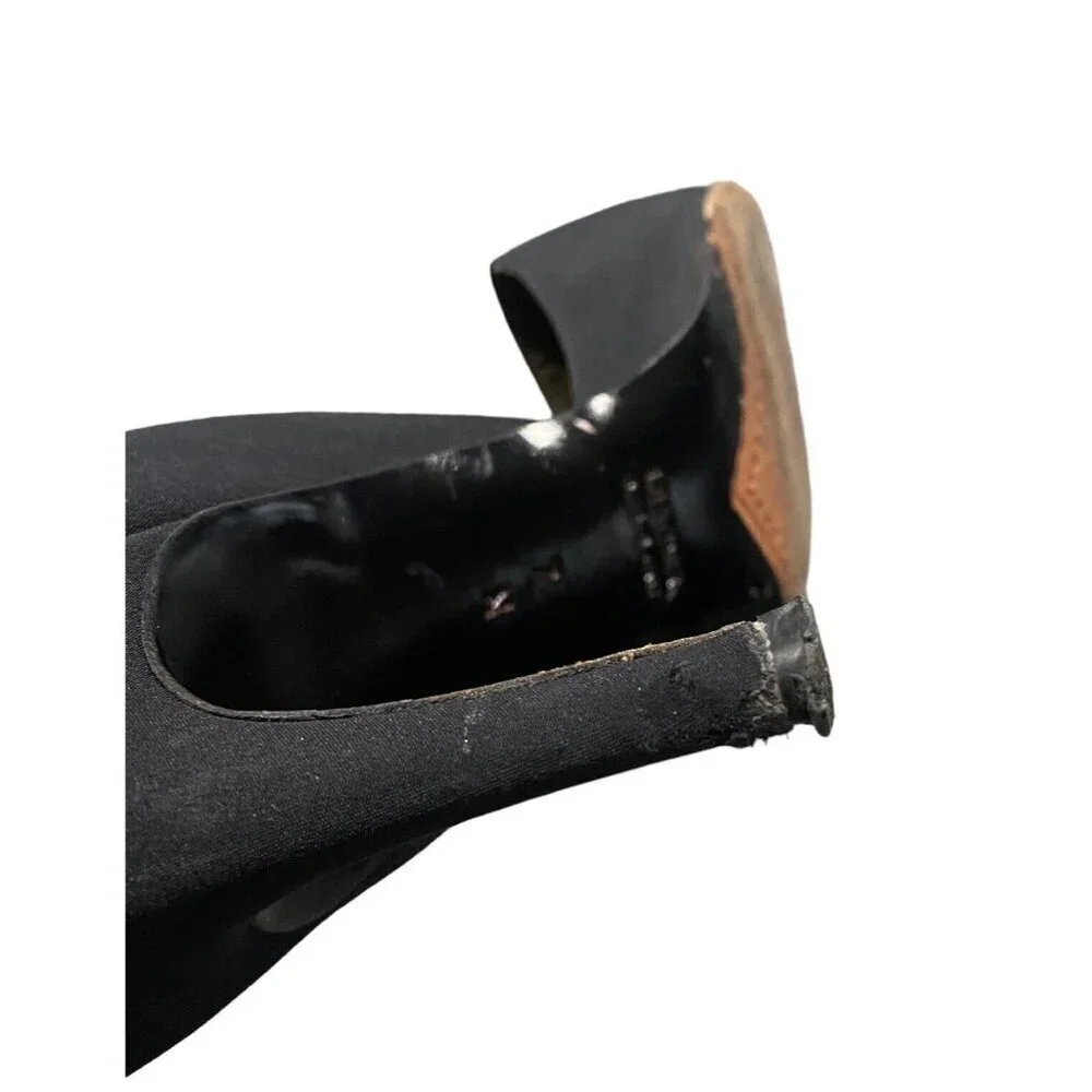 YVES SAINT LAURENT Women Pumps Size 7 Black D'orsay Pointy Toe Heels Career Work - Picture 7 of 16